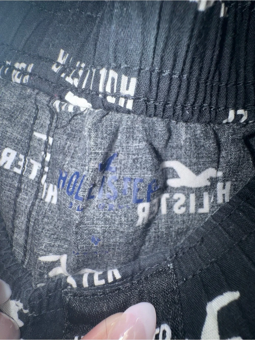 Hollister Black Boxer Shorts with White Logo Print